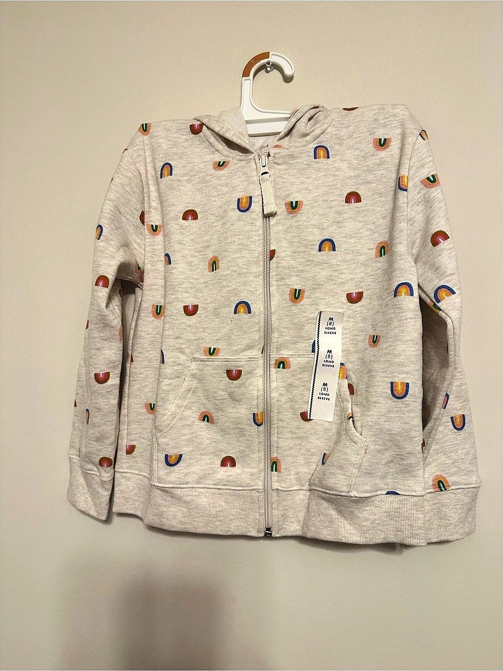 Cat & Jack Rainbow Print Hoodie Girls Size Medium (8) NWT